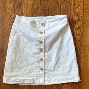 GAP Cream Button-Front A-Line Skirt